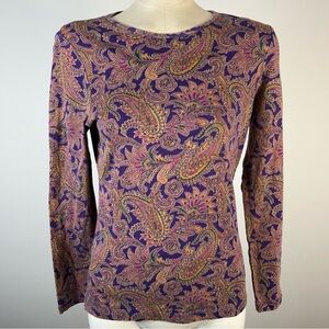 Ralph Lauren Long Sleeve Paisley Top - Purple and Pink PL